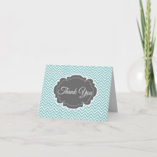 Teal Chevron Folded Thank You Card
