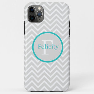 Teal Chevron Monogram Case-Mate iPhone Case