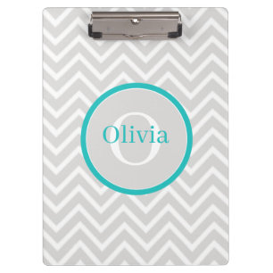Teal Chevron Monogram Clipboard