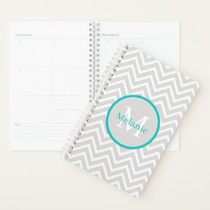 Teal Chevron Monogram Planner