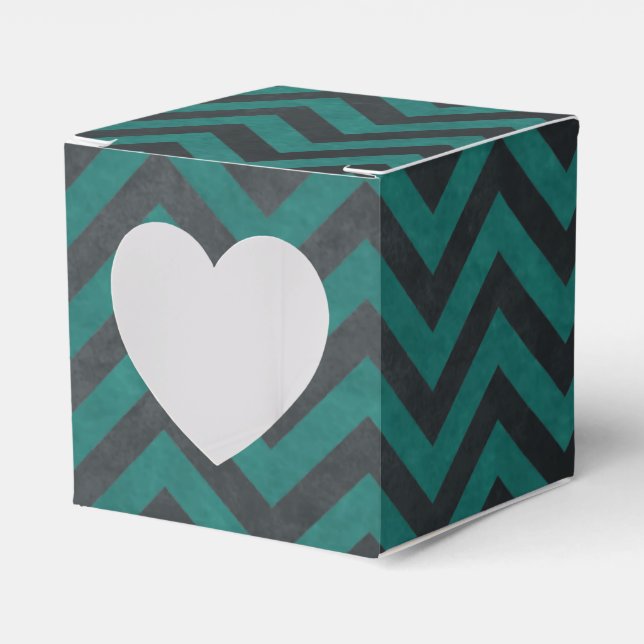 Teal Chevron Pattern Favour Box (Front Side)