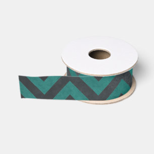 Teal Chevron Pattern Grosgrain Ribbon