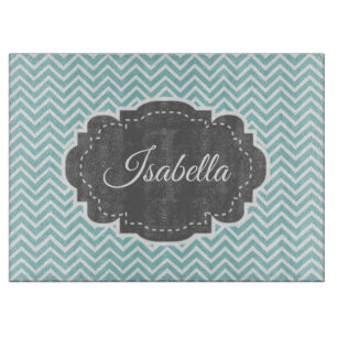 Teal Chevron Personalised Cutting Board