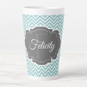 Teal Chevron Personalised Latte Mug