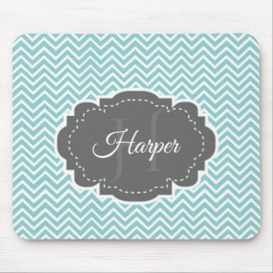 Teal Chevron Personalised Mouse Pad