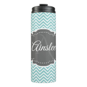 Teal Chevron Personalised Thermal Tumbler