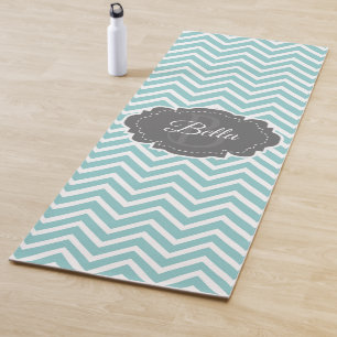 Teal Chevron Personalised Yoga Mat