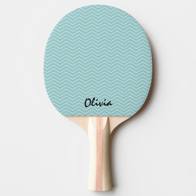 Teal chevron ping pong paddle for table tennis (Front)