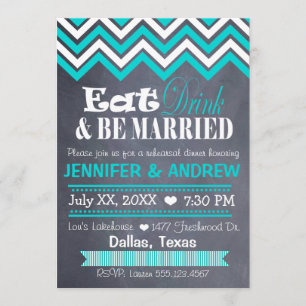 Teal Chevron Rehearsal Invitation