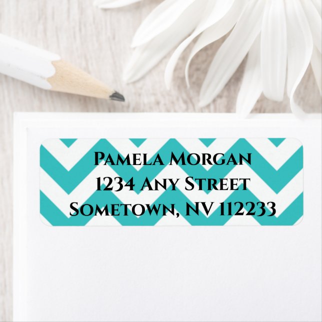 Teal Chevron Return Address Label (Insitu)