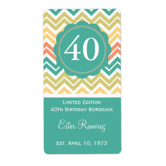 Teal Chevron Wine Label (375 ml)