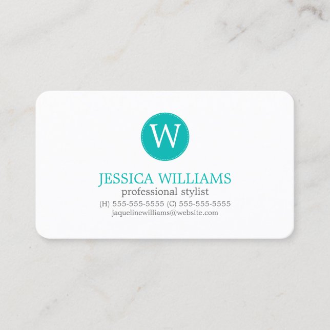 Teal Chevrons Pattern Business Card (Front)