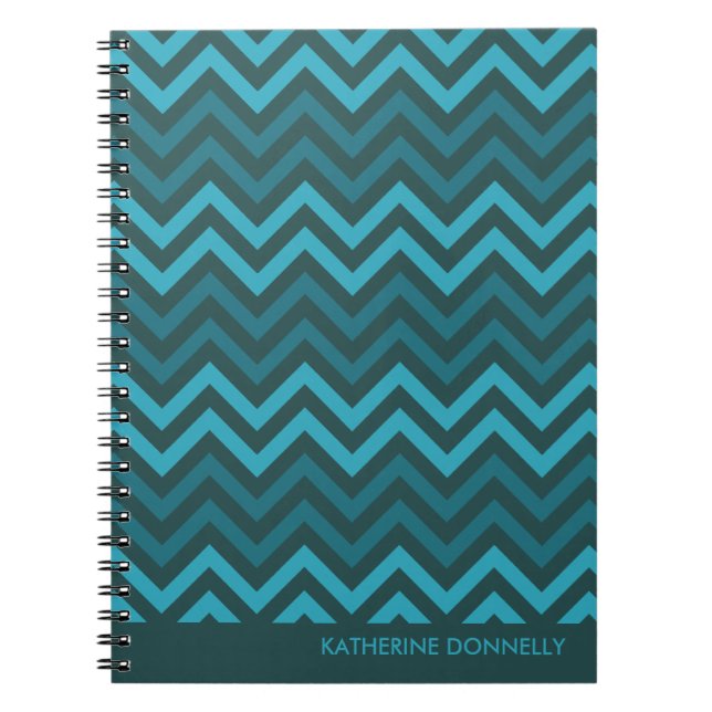Teal Chevrons Zigzag Designer Journal/Notebook Notebook (Front)