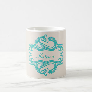 Teal Chic Damask Mug