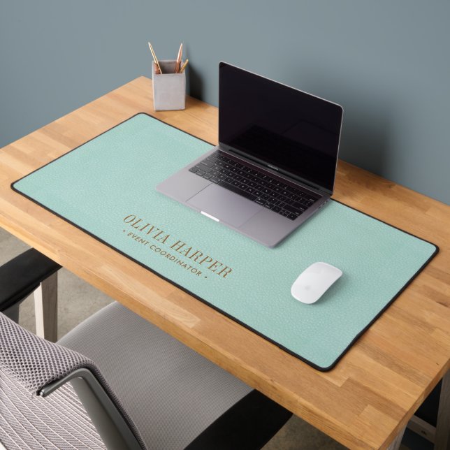 Teal Chic Elegant FAKE Leather PROFESSIONAL  Desk Mat (Office 2)