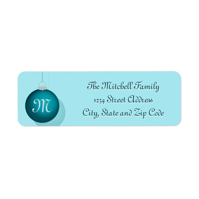 Teal Christmas Ball Monogram (Front)