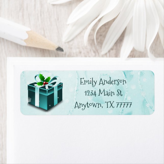 Teal Christmas Gift Address Label (Insitu)