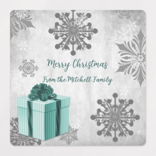 Teal Christmas Gift Holiday Baking Labels