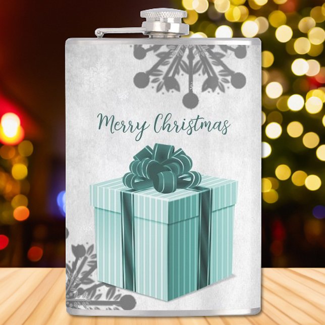 Teal Christmas Gift Holiday Flask (Teal Christmas Gift Holiday Flask)