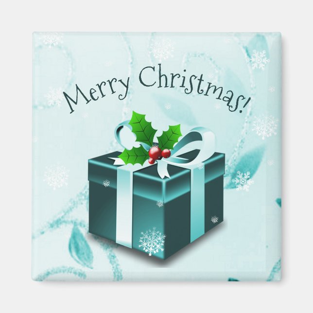 Teal Christmas Gift Magnet (Front)