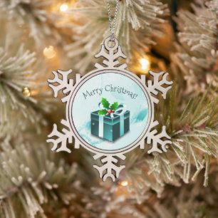 Teal Christmas Gift Ornament