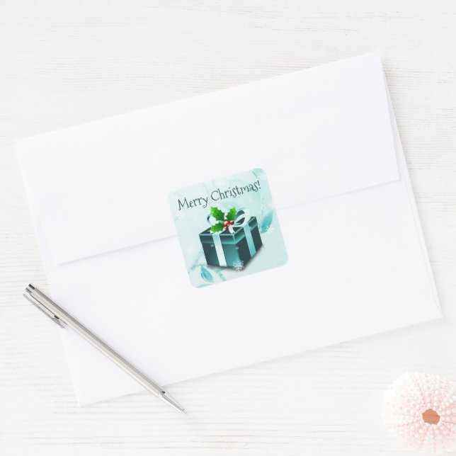 Teal Christmas Gift Sticker (Envelope)