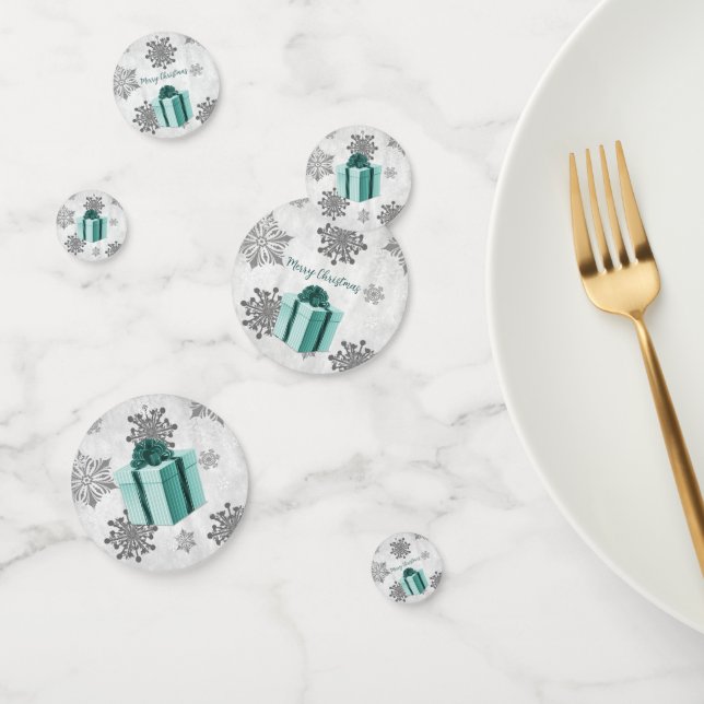Teal Christmas Gift Table Confetti (Group)