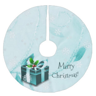 Teal Christmas Gift Tree Skirt