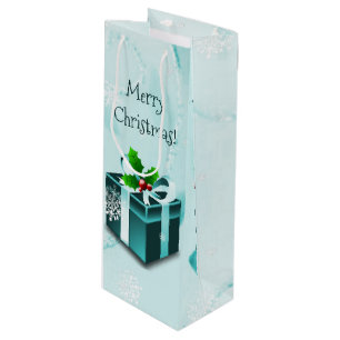 Teal Christmas Gift Wine Gift Bag