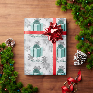 Teal Christmas Gift Wrapping Paper