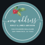 Teal Christmas Holly New Address Seal<br><div class="desc">The Teal Christmas Holly New Address Seal features a soft teal background accented with painted holly leaves and bright red berries. This warm and elegant holiday sticker adds a festive touch to change-of-address mail, Christmas cards, and seasonal envelopes. The clean script lettering keeps everything calm, modern, and welcoming—perfect for sharing...</div>
