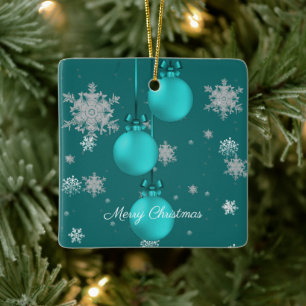 Teal Christmas Ornaments Ceramic Ornament