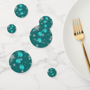 Teal Christmas Ornaments Confetti