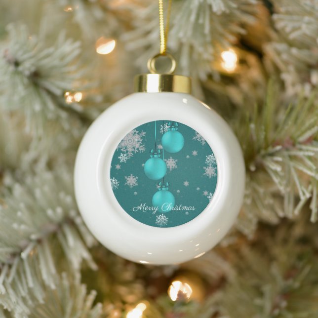 Teal Christmas Ornaments Holiday Ornament (Tree)