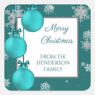Teal Christmas Ornaments Sticker