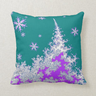 Teal Christmas Tree Holiday by Sharles Cushion