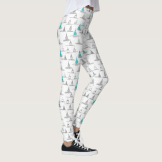 Teal Christmas Tree Pattern#5 ID1009 Leggings
