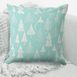 Teal Christmas Tree Pattern#6 ID1009 Cushion