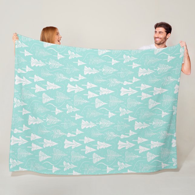 Teal Christmas Tree Pattern#6 ID1009 Fleece Blanket (In Situ)
