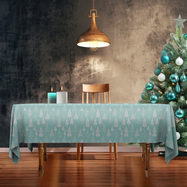 Teal Christmas Tree Pattern#6 ID1009 Tablecloth (Creator Uploaded)