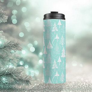 Teal Christmas Tree Pattern#6 ID1009 Thermal Tumbler