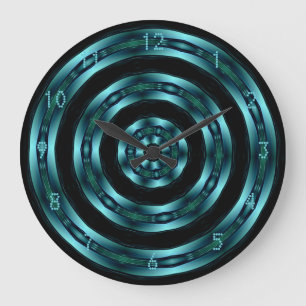 Teal Chrome Spiral Wall Clock
