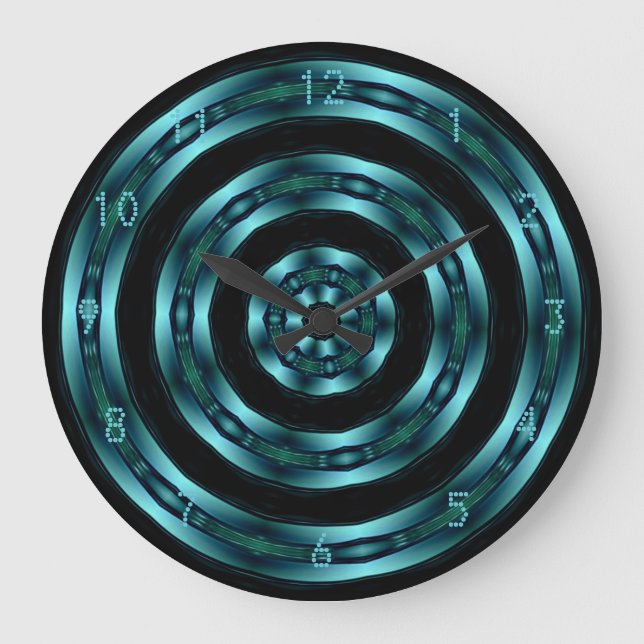 Teal Chrome Spiral Wall Clock (Front)
