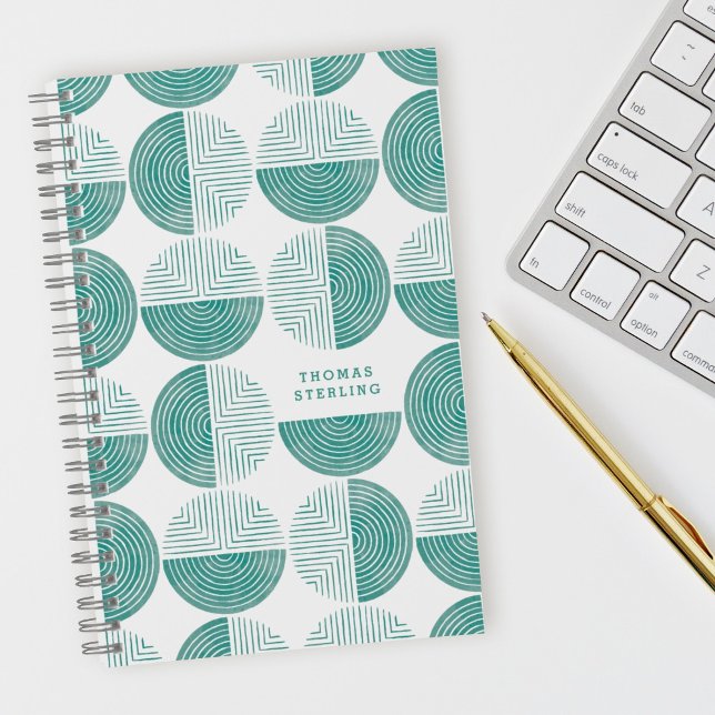 Teal Circle Geometric Pattern Spiral Notebook (Creator Uploaded)