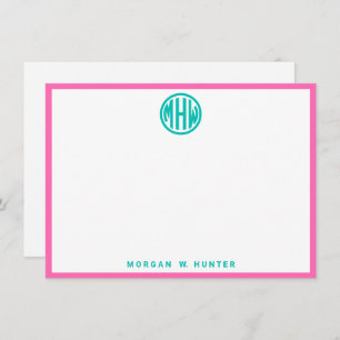 Teal Circle Monogram Font DIY BG Thank You Card