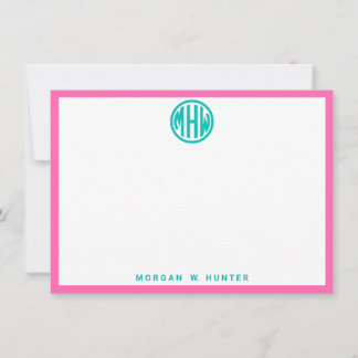 Teal Circle Monogram Font DIY BG Thank You Card