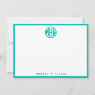 Teal Circle Monogram Font DIY BG Thank You Card