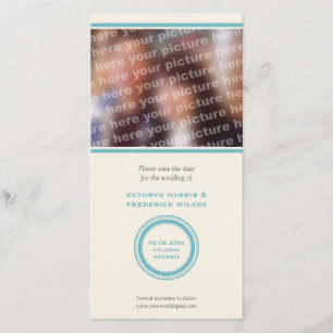 Teal circle wedding save the date announcement