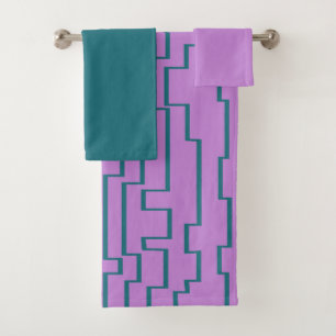 Teal Circuit Lines Bath Towel Set