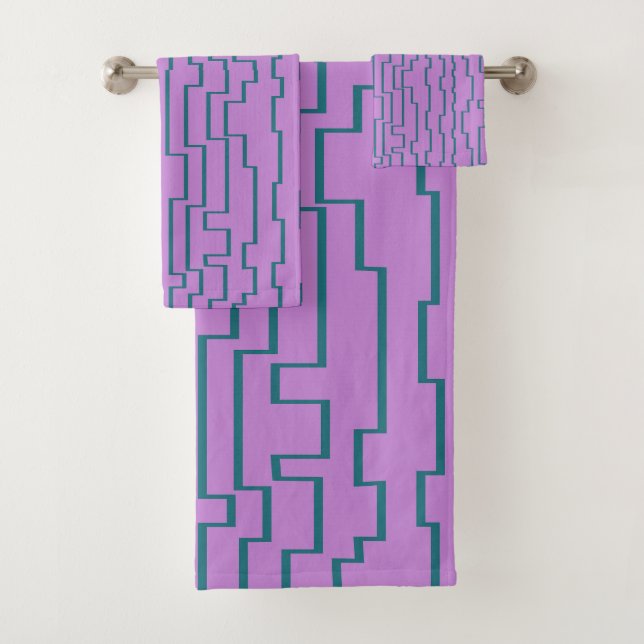 Teal Circuit Lines  Bath Towel Set (Insitu)